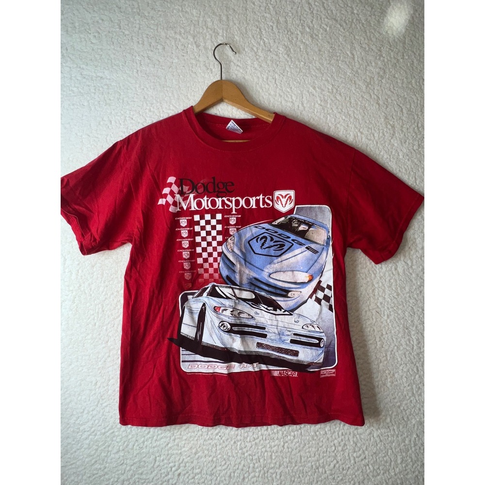 Vintage Dodge Motorsports NASCAR T Shirt Red Graphic Mens Large Delta Magnum Y2K